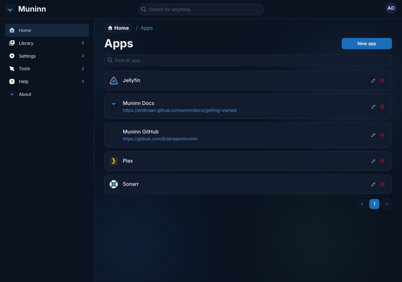 Apps added from containers